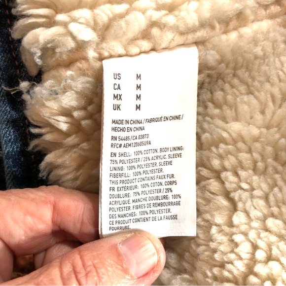 American Eagle Outfitters Denim Jean Jacket Cozy Sherpa Fleece Lining, Women’s M - Picture 10 of 16